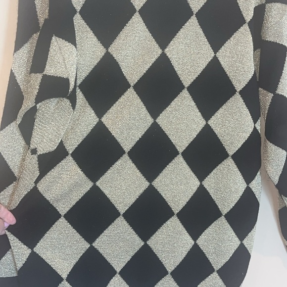 Evan Picone vintage ladies sweater size large argyle shape metallic gold / wool - Picture 9 of 9